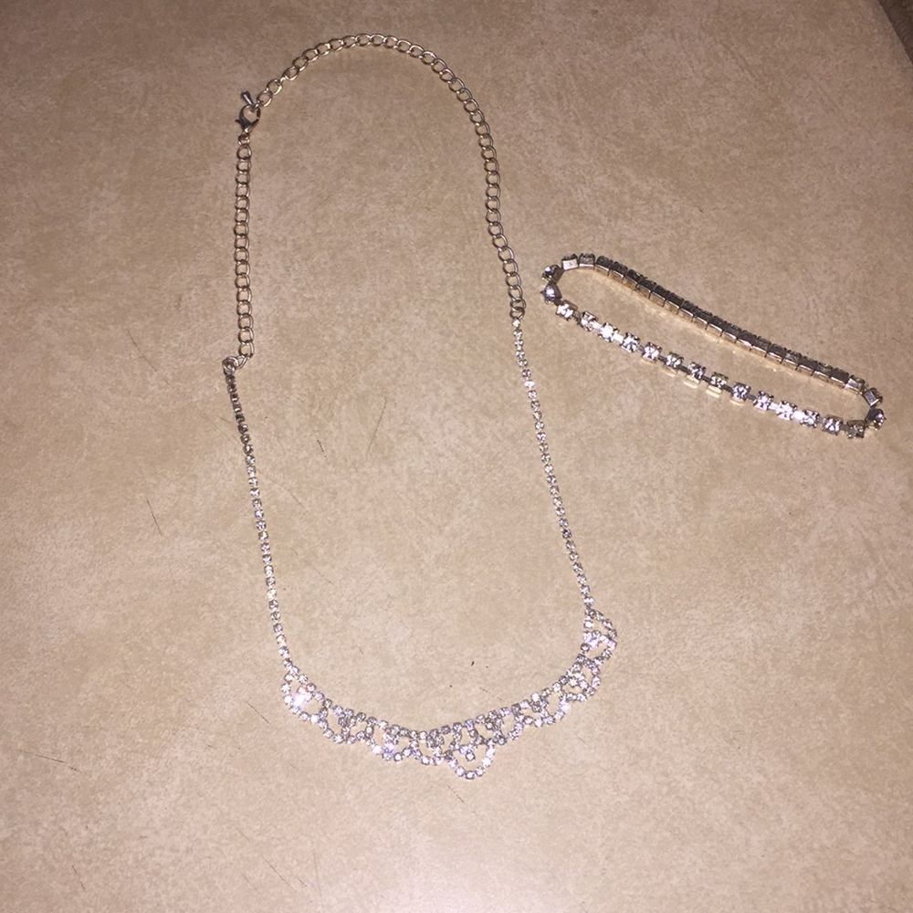Silver Rhinestone Costume Jewelry Set